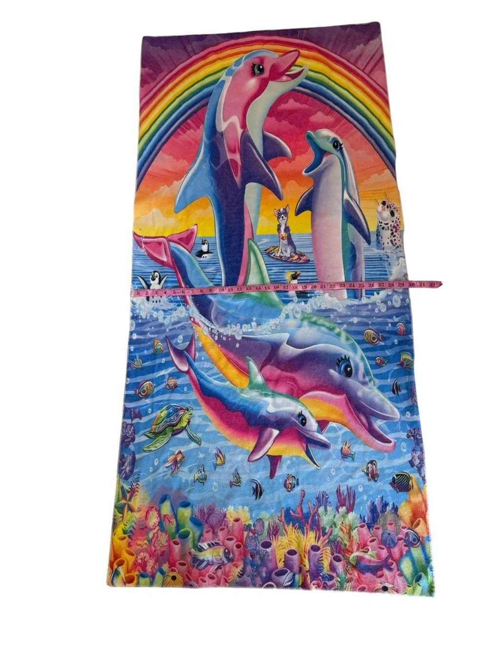 Vintage Y2K Lisa Frank Dolphin Inspired Beach Towel